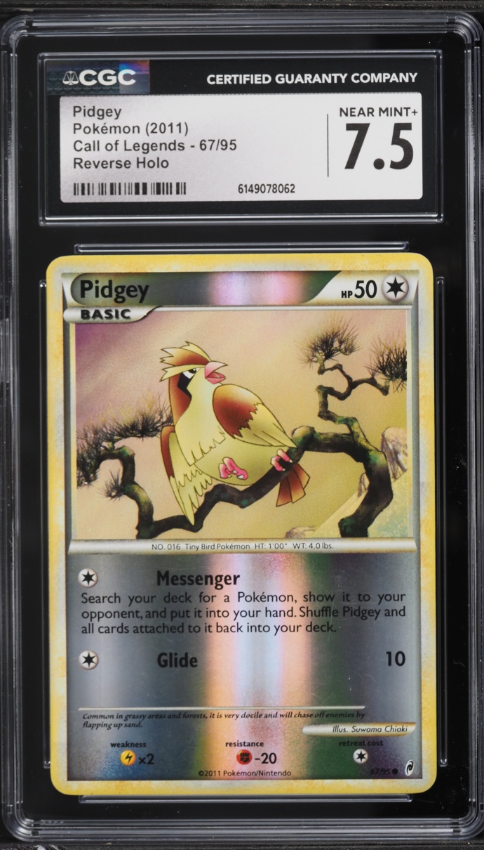 2011 Pokemon Call Of Legends Reverse Holo Pidgey #67 CGC 7.5 NRMT+
