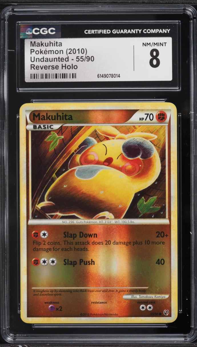 2010 Pokemon HeartGold & SoulSilver Undaunted Reverse Holo Makuhita #55 CGC 8 NM-MT