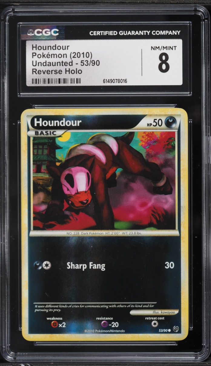 2010 Pokemon HeartGold & SoulSilver Undaunted Reverse Holo Houndour #53 CGC 8 NM-MT
