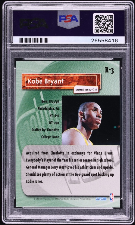 1996 Skybox Premium Prevue Kobe Bryant ROOKIE #R-3 PSA 10 GEM MINT
