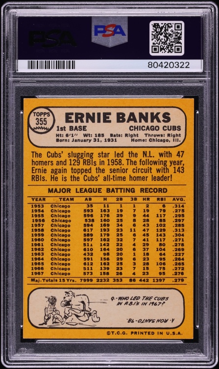 1968 Topps Ernie Banks #355 PSA 5 EX