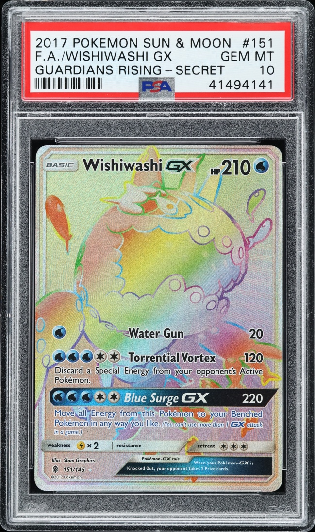 2017 Pokemon Sun & Moon Guardians Rising Rainbow Rare Wishiwashi GX #151 PSA 10 GEM MINT