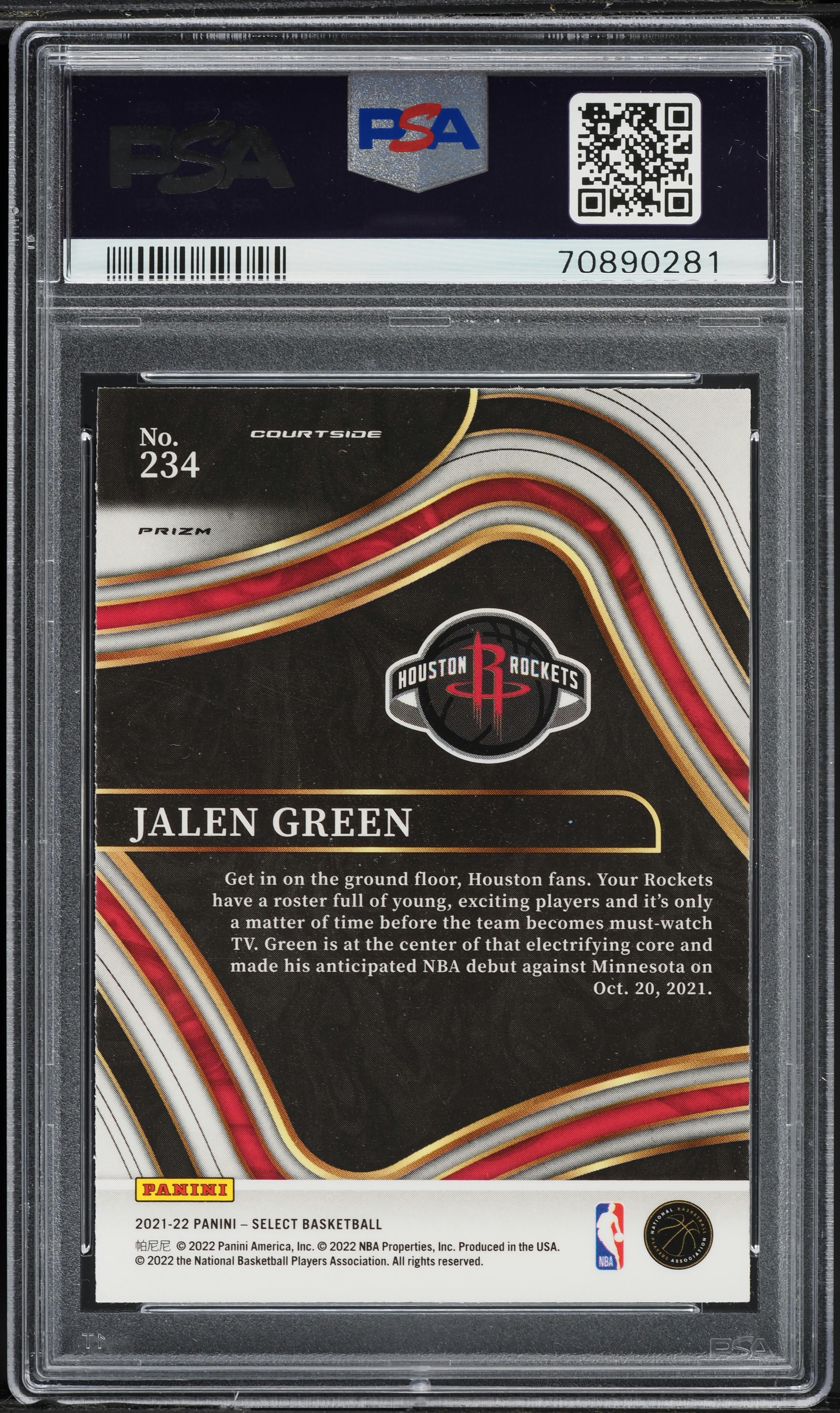 2021 Select Courtside Blue Shimmer Jalen Green ROOKIE #234 PSA 9