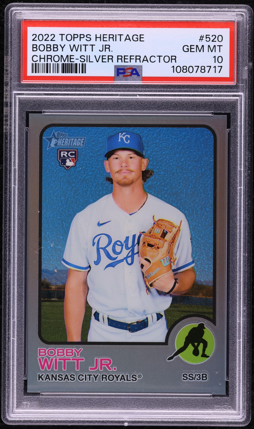 2022 Topps Heritage Chrome Silver Refractor Bobby Witt Jr. ROOKIE /373 PSA 10 GEM MINT