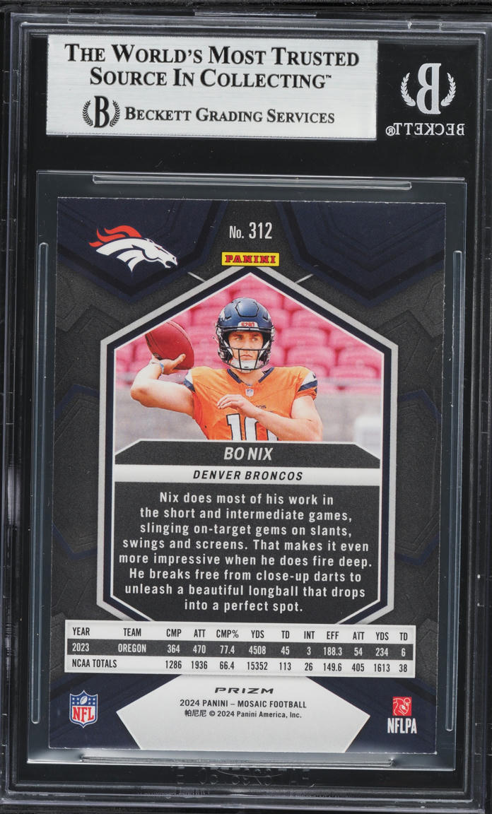 2024 Panini Mosaic Green Bo Nix ROOKIE #312 BGS 9 MINT