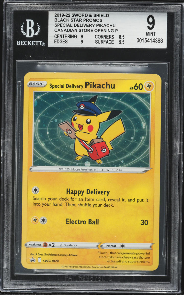 2020 Pokemon Sword & Shield Black Star Promo Special Delivery Pikachu #74 BGS 9 MINT