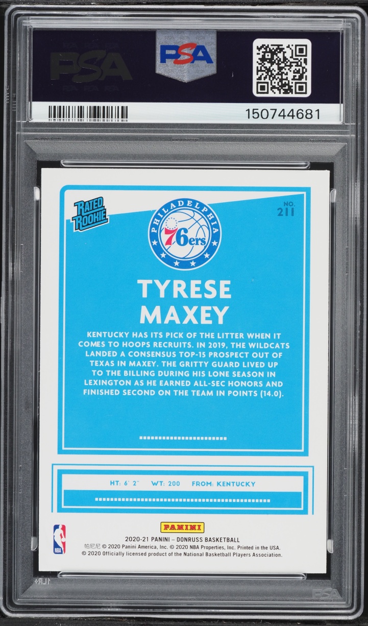 2020 Donruss Basketball Tyrese Maxey ROOKIE #211 PSA 10 GEM MINT