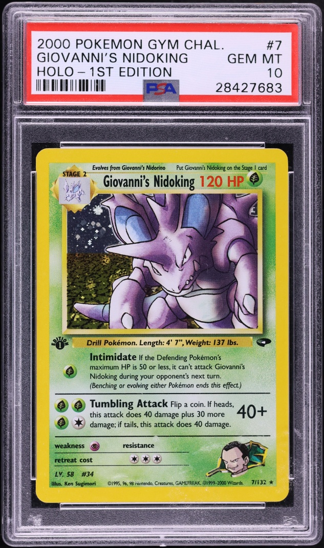 2000 Pokemon Gym Challenge 1st Edition Holo Giovanni's Nidoking #7 PSA 10 GEM MINT