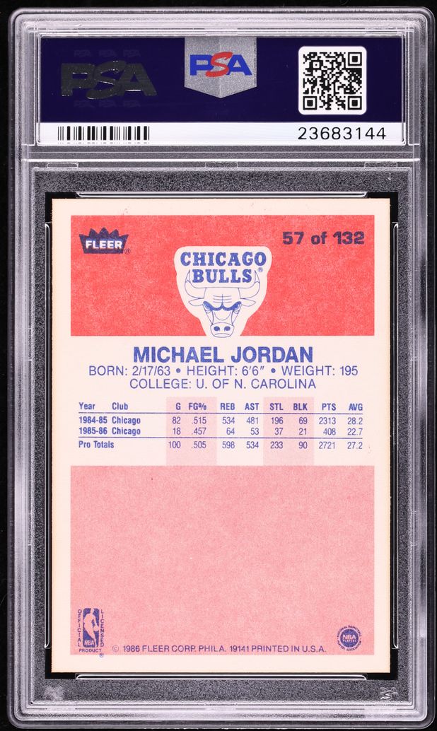1986 Fleer Basketball Michael Jordan ROOKIE #57 PSA 10 GEM MINT