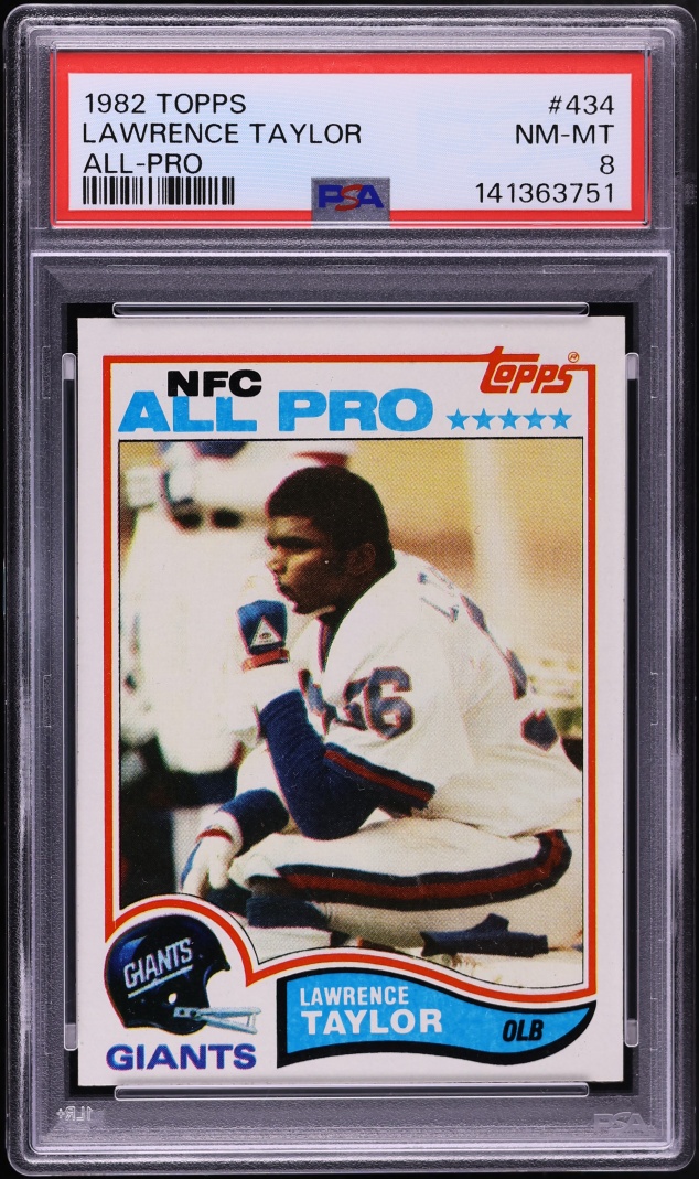 1982 Topps Football Lawrence Taylor ROOKIE, ALL-PRO #434 PSA 8 NM-MT
