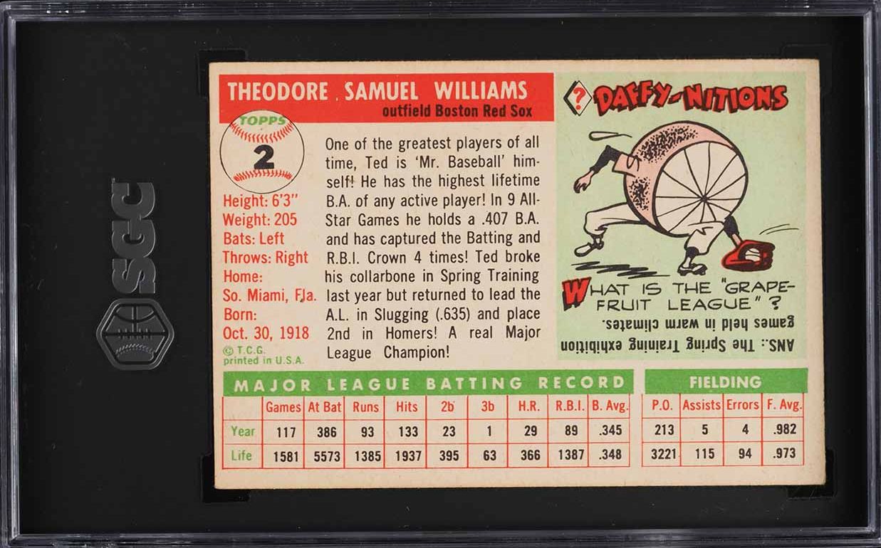 1955 Topps Ted Williams #2 SGC 4 VGEX