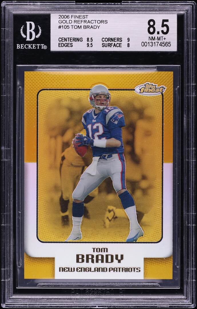 2006 Finest Gold Refractor Tom Brady /49 #105 BGS 8.5 NM-MT+ - Photo 1
