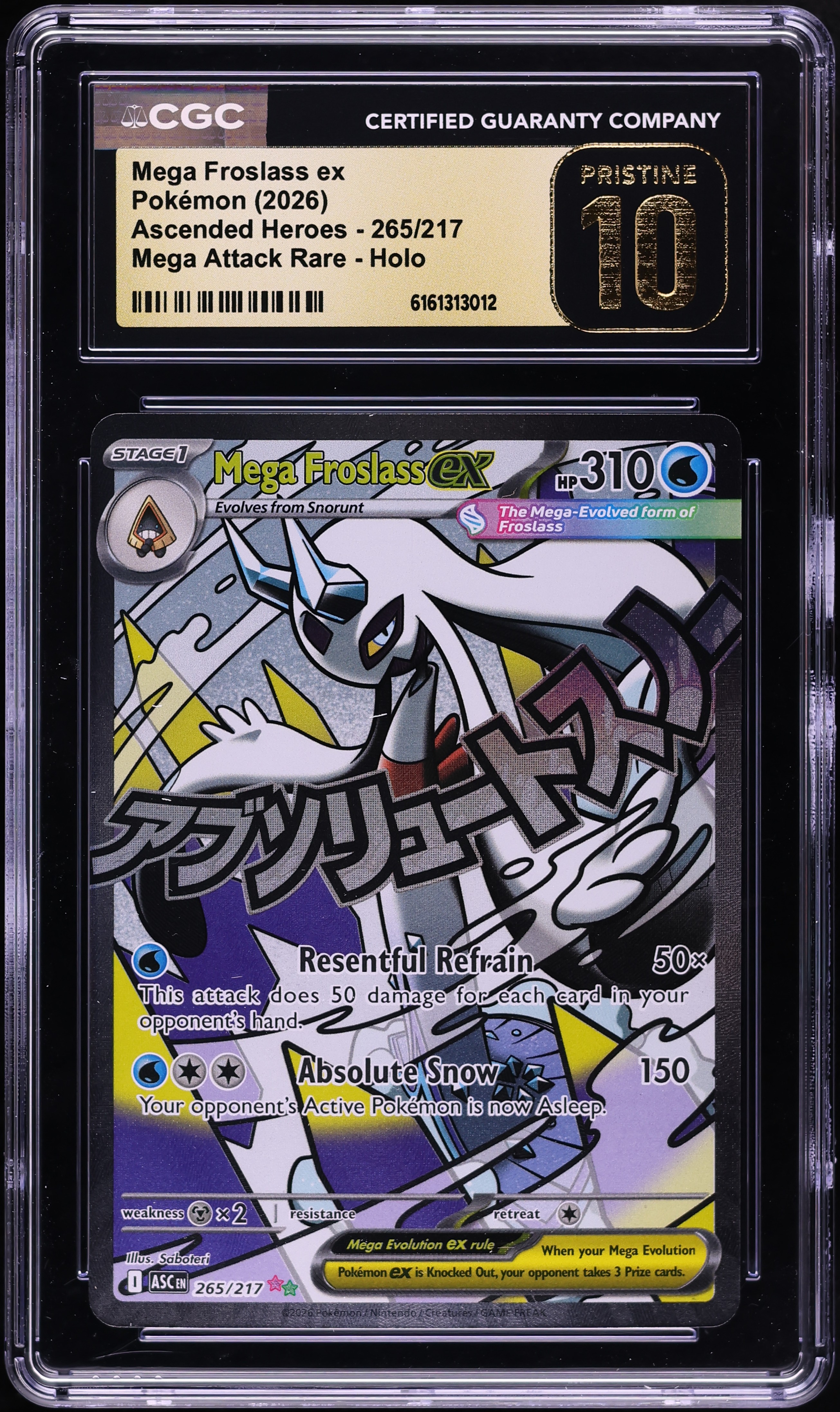 2026 Pokemon Mega Evolution Ascended Heroes MA Mega Froslass EX #265 CGC 10 PRISTINE
