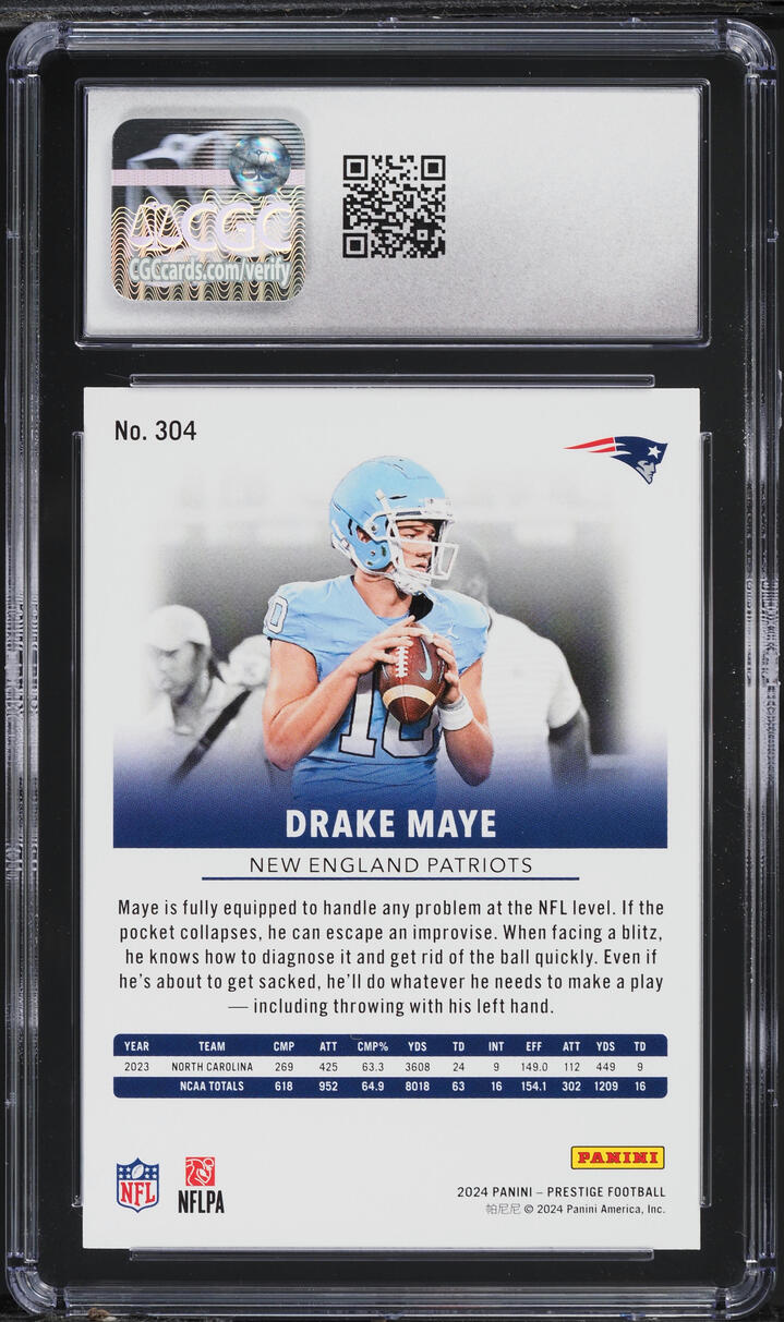 2024 Panini Prestige Drake Maye ROOKIE #304 CGC 9 MINT