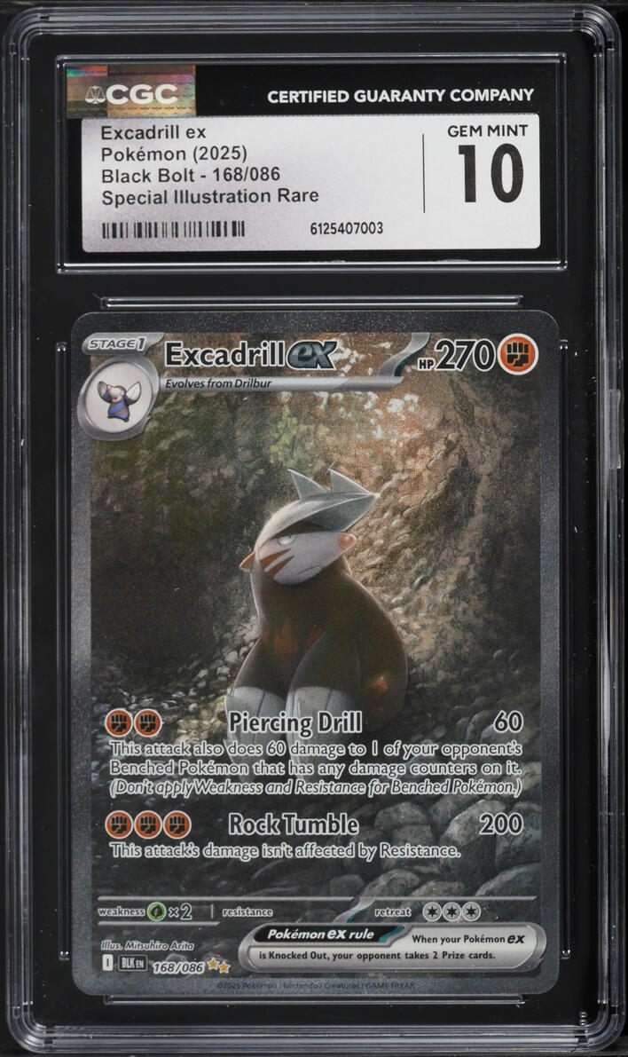 2025 Pokemon Scarlet & Violet Black Bolt SIR Excadrill ex #168 CGC 10 GEM MINT