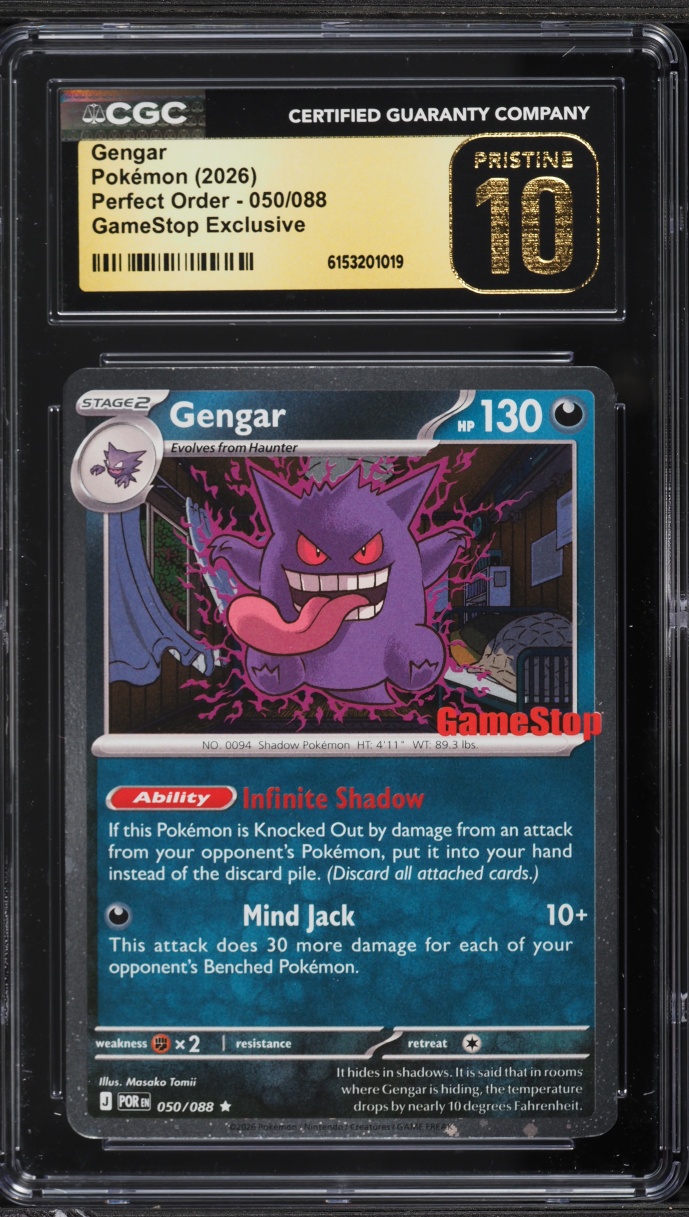 2026 Pokemon Mega Evolution Perfect Order GameStop Exclusive Gengar #50 CGC 10 PRISTINE