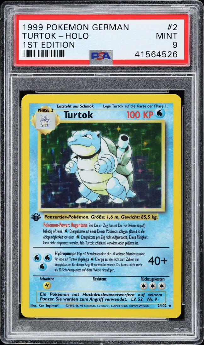 1999 Pokemon German Base Set 1st Edition Holo Blastoise #2 PSA 9 MINT