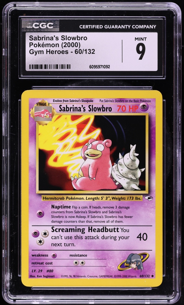 2000 Pokemon Gym Heroes Sabrina's Slowbro #60 CGC 9 MINT