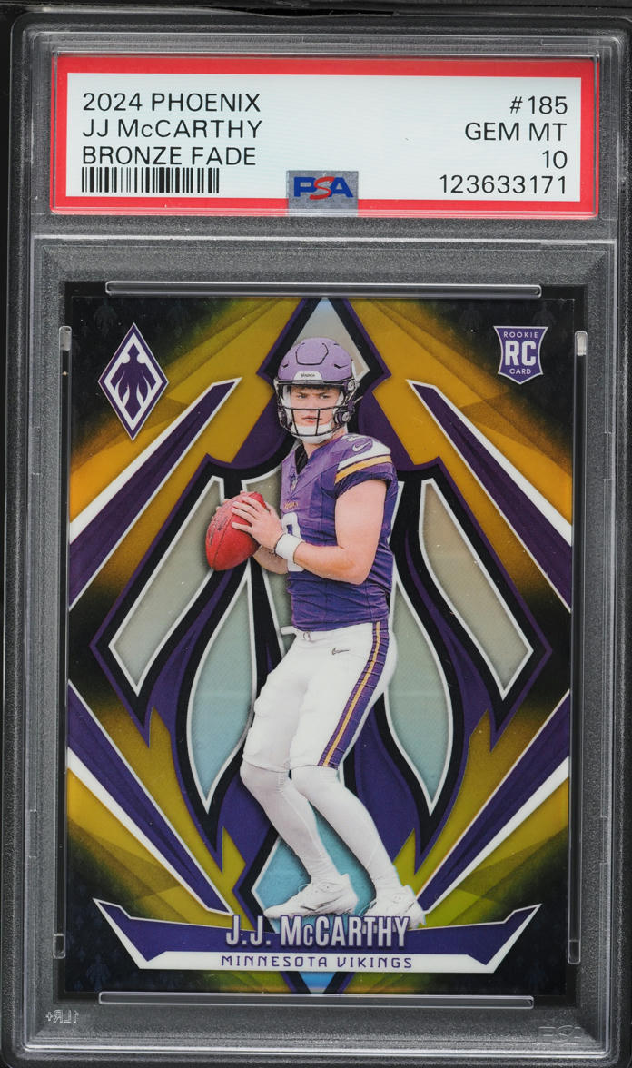 2024 Panini Phoenix Bronze Fade J.J. McCarthy ROOKIE /125 #185 PSA 10 GEM MINT