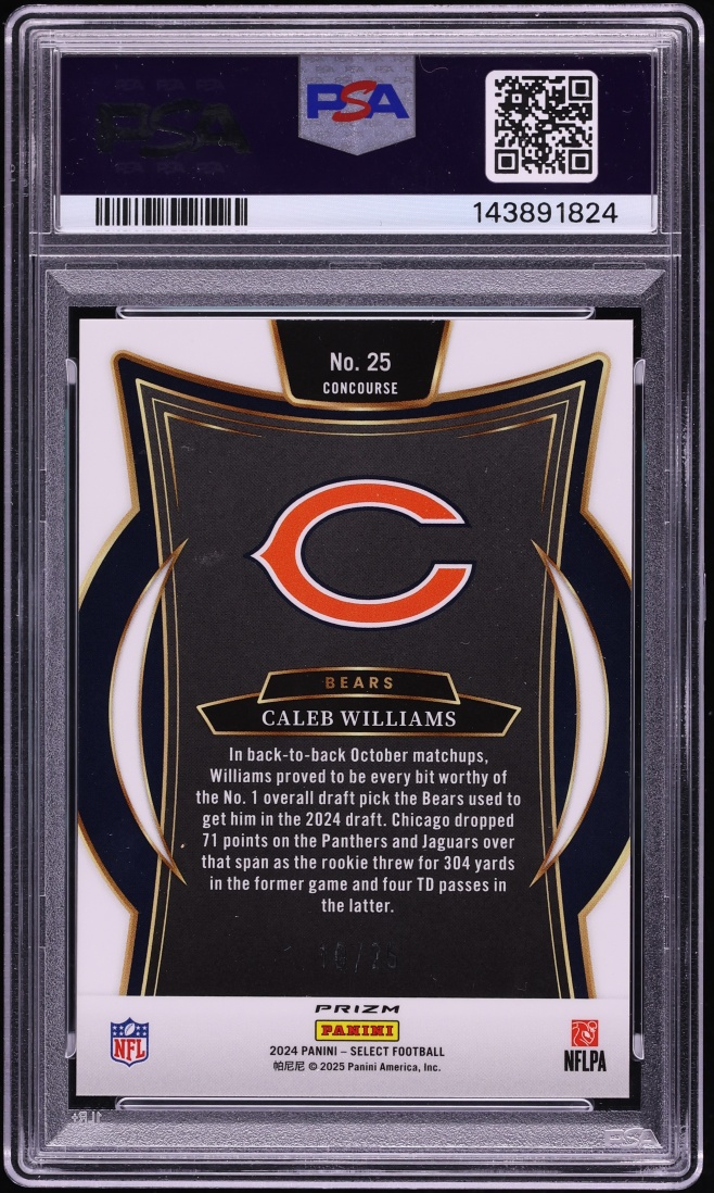 2024 Select Concourse Tie-Dye Prizm Caleb Williams ROOKIE /25 #25 PSA 10 GEM MINT - Photo 2