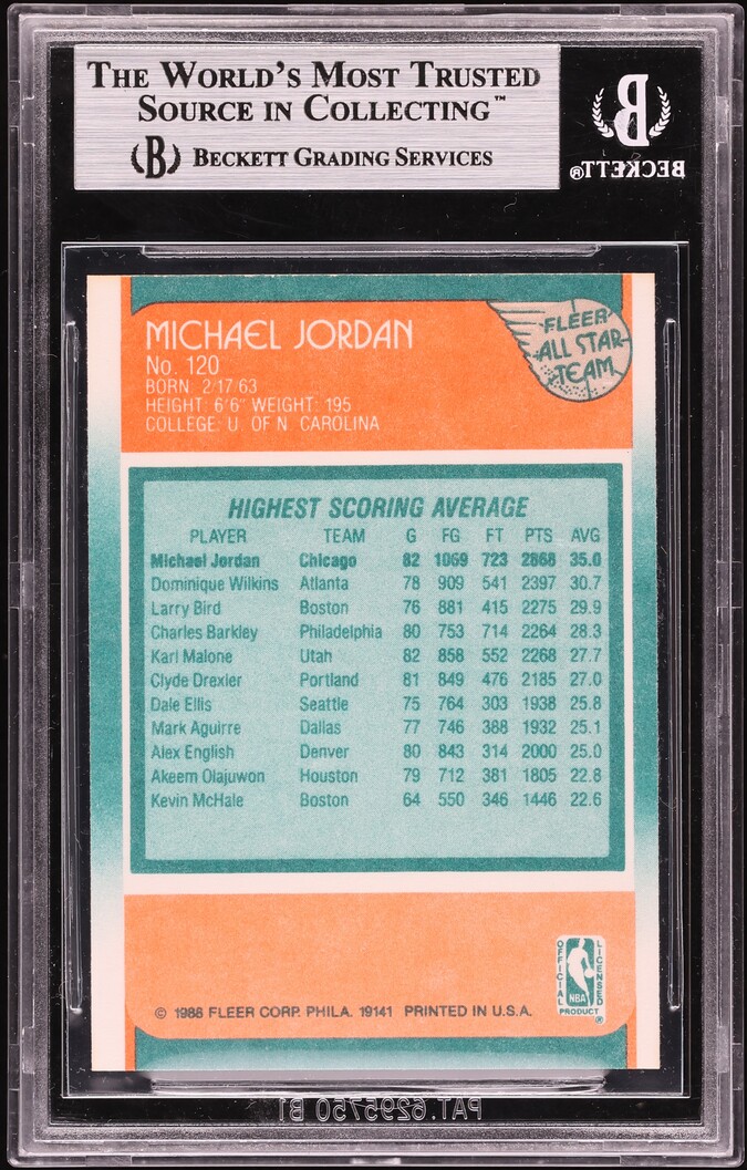 1988 Fleer Basketball Michael Jordan ALL-STAR  #120 BGS 8.5 NM-MT+