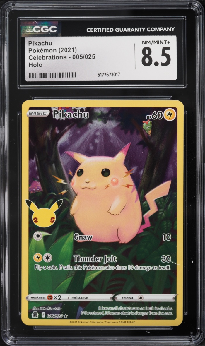 2021 Pokemon Sword & Shield Celebrations Full Art Pikachu #5 CGC 8.5 NM-MT+