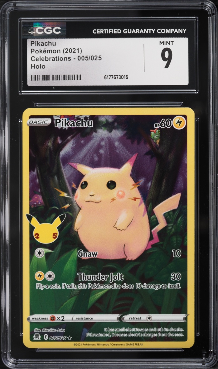 2021 Pokemon Sword & Shield Celebrations Full Art Pikachu #5 CGC 9 MINT
