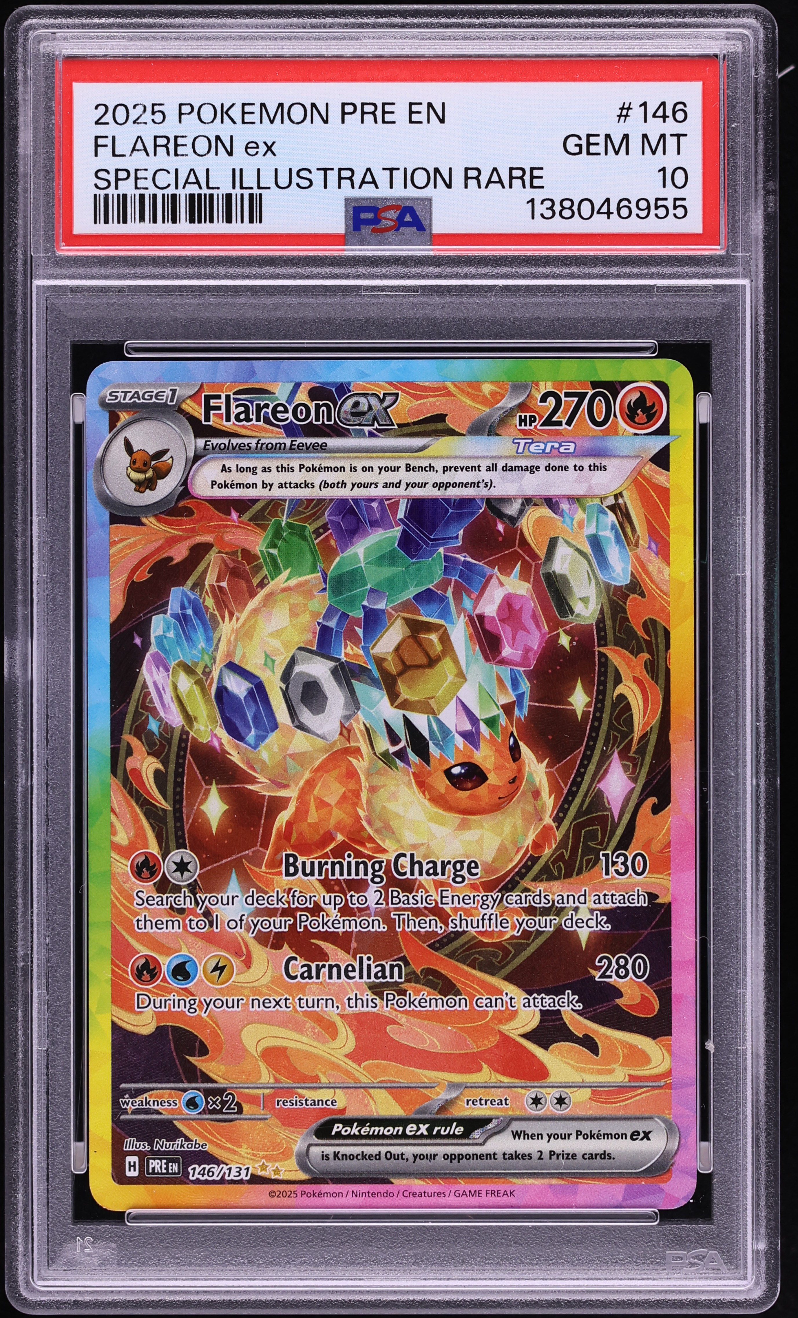 2025 Pokemon Scarlet & Violet Prismatic Evolutions SIR Flareon EX #146 PSA 10 GEM MINT