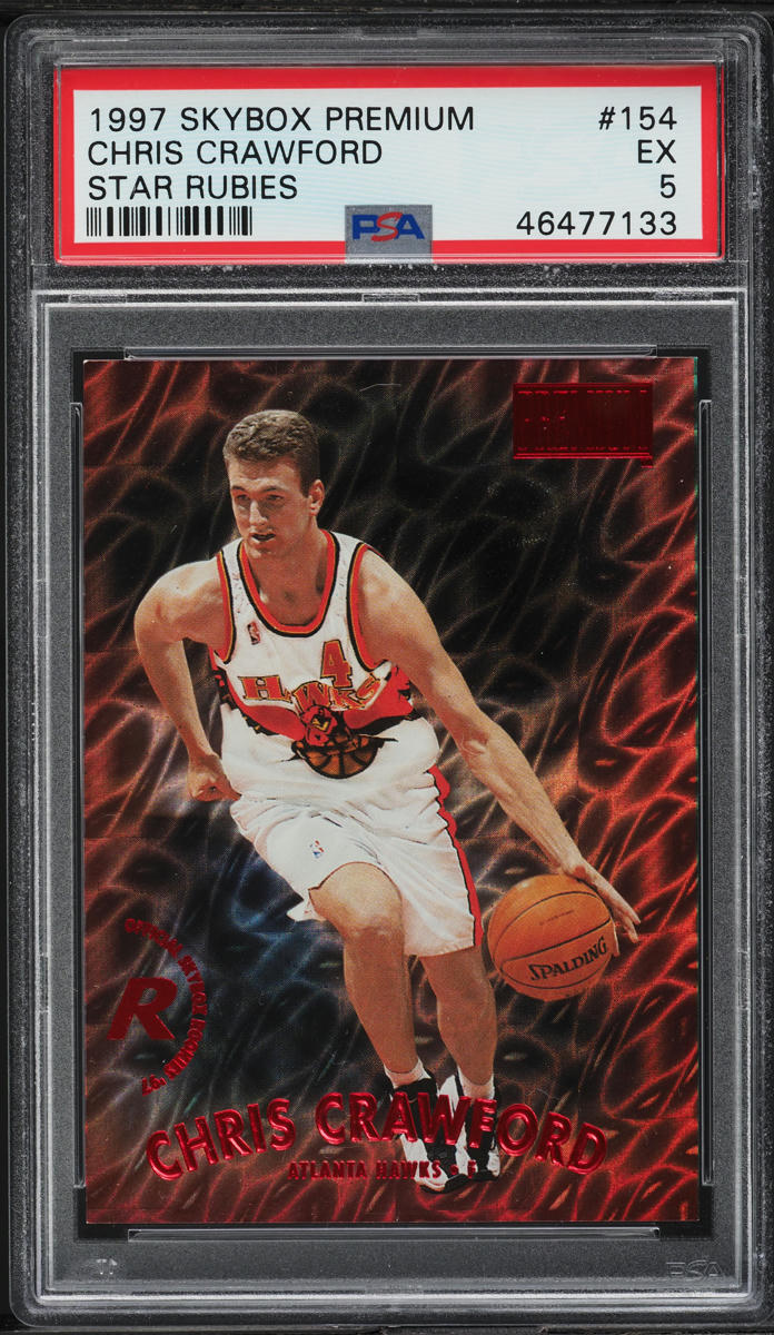 1997 Skybox Premium Star Rubies Chris Crawford ROOKIE /50 #154 PSA 5 EX