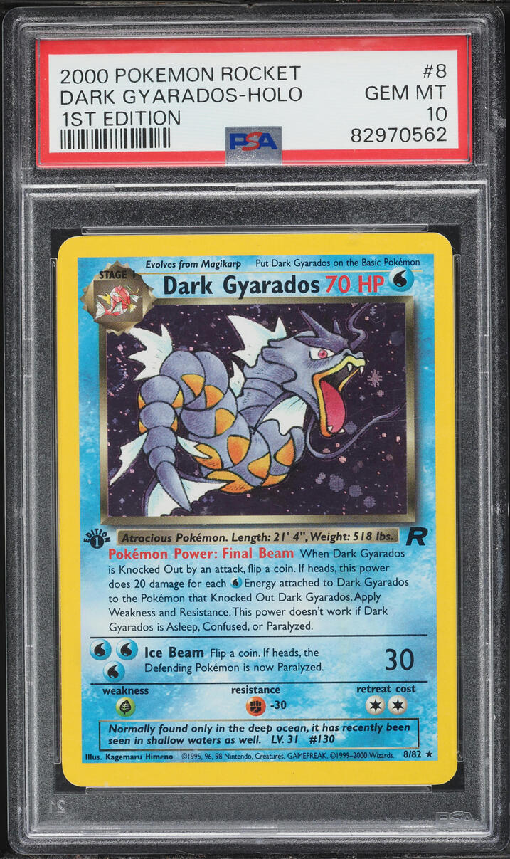 2000 Pokemon Team Rocket 1st Edition Holo Dark Gyarados #8 PSA 10 GEM MINT
