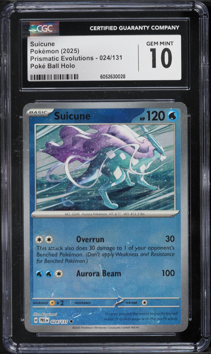 2025 Pokemon Scarlet & Violet Prismatic Evolutions Poke Ball Holo Suicune #24 CGC 10 GEM MINT