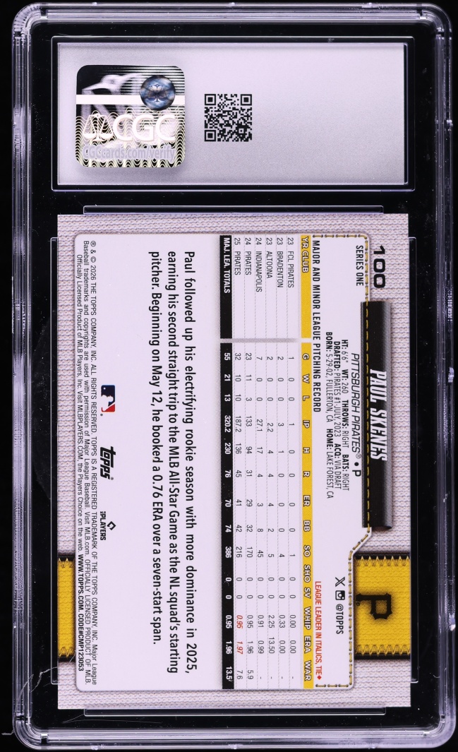 2026 Topps Paul Skenes #100 CGC 8 NM-MT