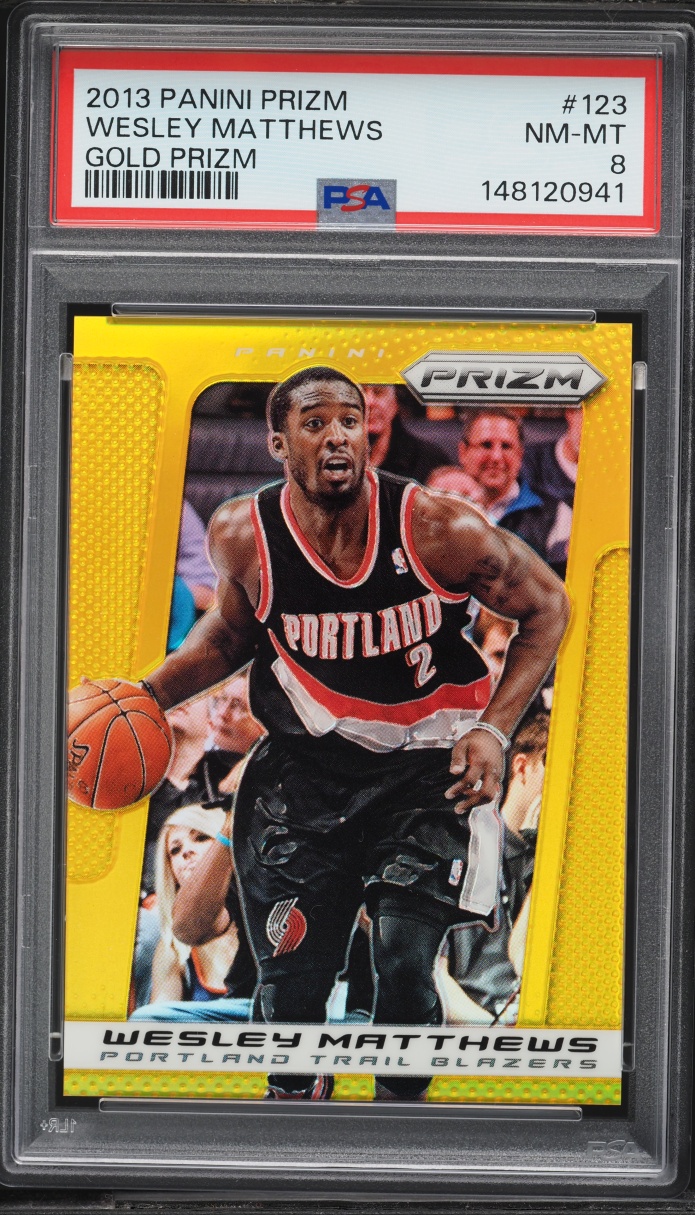 2013 Panini Prizm Gold Wesley Matthews /10 #123 PSA 8 NM-MT