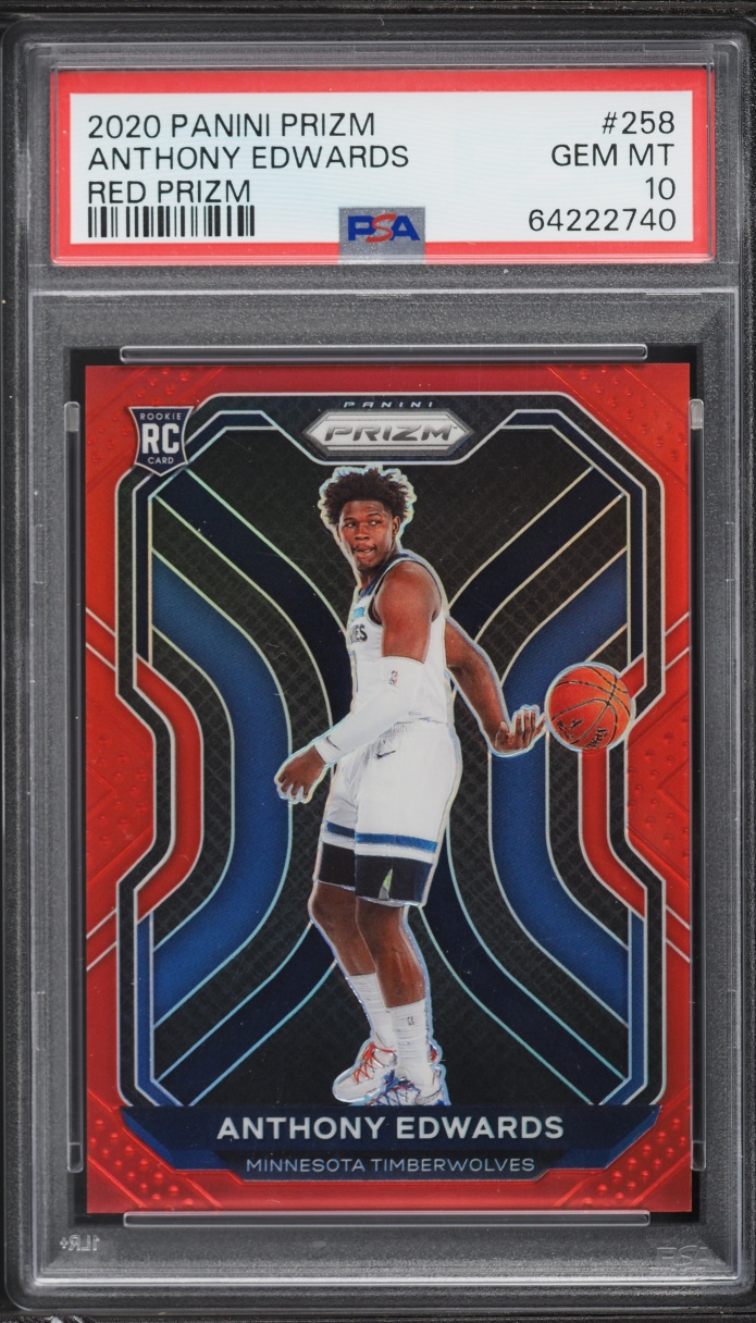 2020 Panini Prizm Red Anthony Edwards ROOKIE /299 #258 PSA 10 GEM MINT