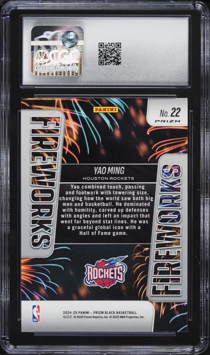 2024 Panini Prizm Black Fireworks Silver Yao Ming #22 CGC 10 GEM MINT