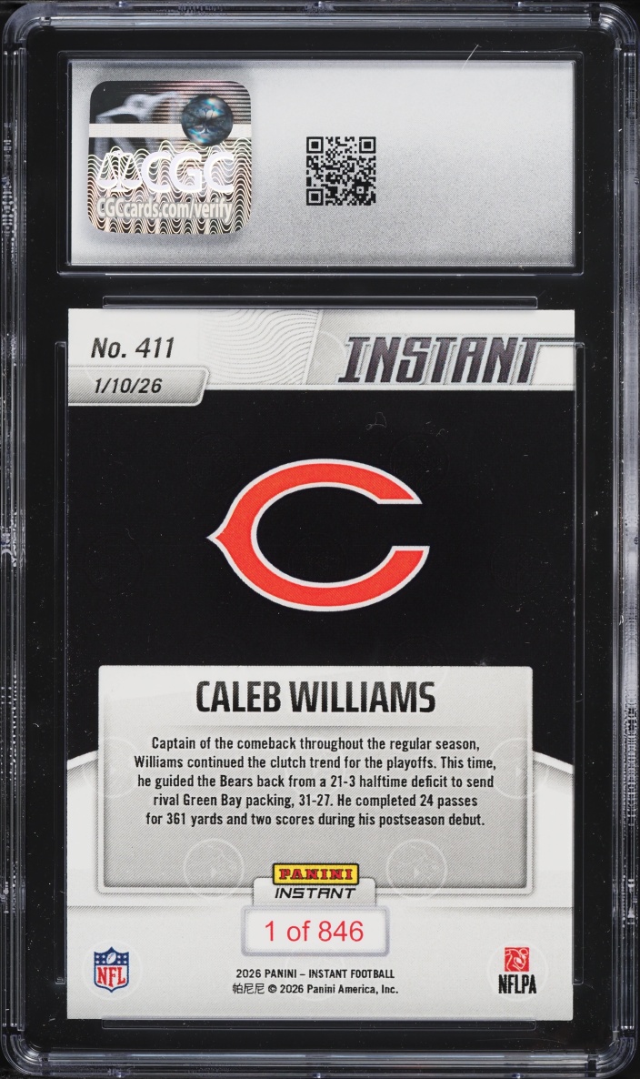 2025 Panini Instant Caleb Williams /846 #411 CGC 9 MINT