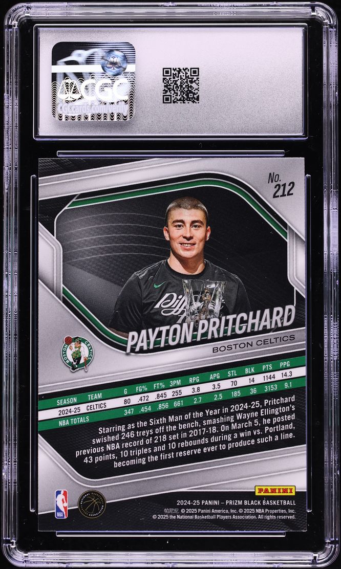 2024 Panini Prizm Black Payton Pritchard #212 CGC 9 MINT