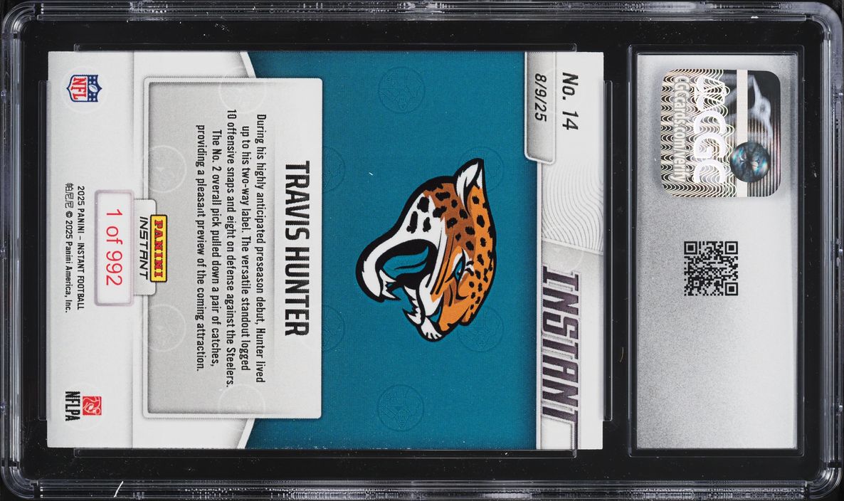 2025 Panini Instant Travis Hunter ROOKIE /992 #14 CGC 10 GEM MINT