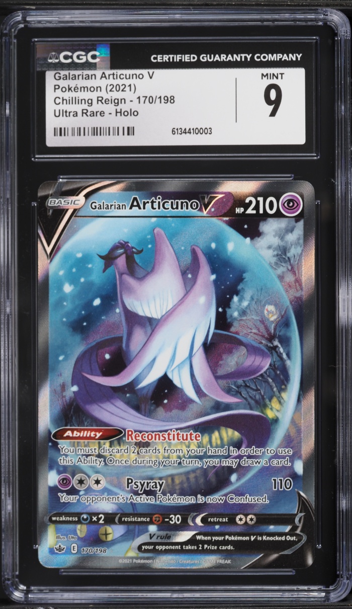 2021 Pokemon Sword & Shield Chilling Reign Alt Art Galarian Articuno V #170 CGC 9 MINT