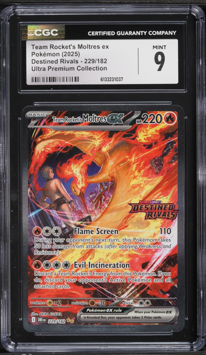 2025 Pokemon SV Destined Rivals Ultra Premium SIR Team Rocket's Moltres ex #229 CGC 9 MINT