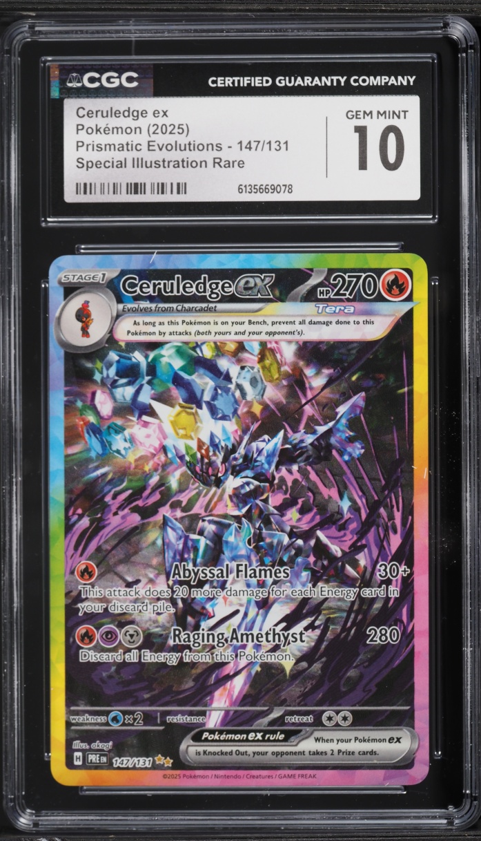 2025 Pokemon Scarlet & Violet Prismatic Evolutions SIR Ceruledge EX #147 CGC 10 GEM MINT