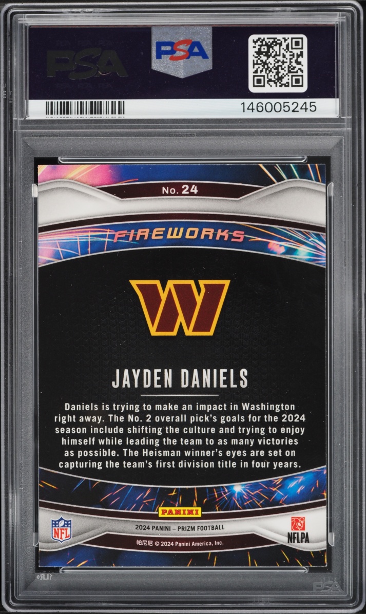 2024 Panini Prizm Fireworks Jayden Daniels ROOKIE #24 PSA 9 MINT