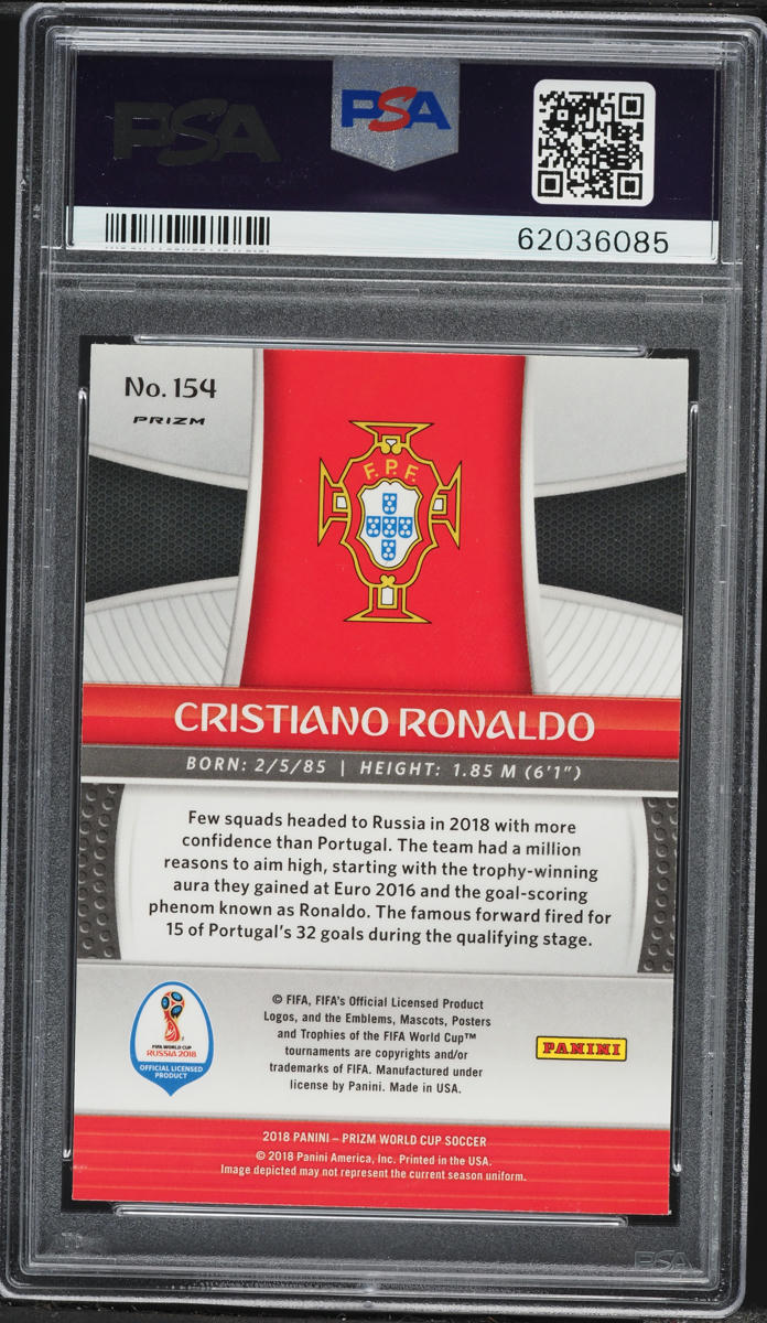 2018 Panini Prizm World Cup Silver Cristiano Ronaldo #154 PSA 10 GEM MINT