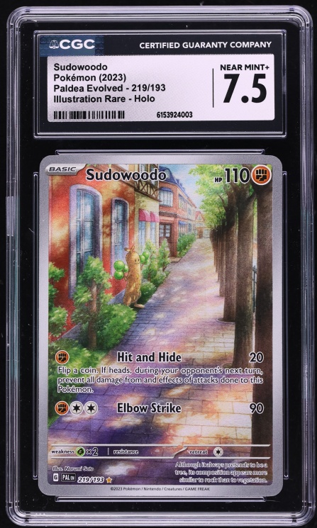2023 Pokemon Scarlet & Violet Paldea Evolved IR Sudowoodo #219 CGC 7.5 NRMT+