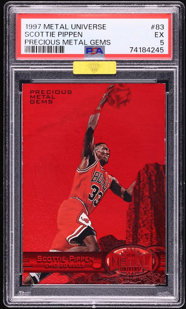 1997 Metal Universe Precious Metal Gems PMG Red Scottie Pippen /100 #83 MBA PSA 5 EX
