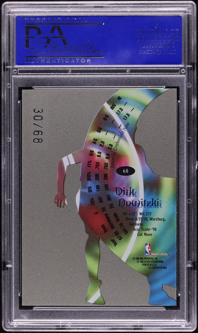 1998 Skybox E-X Essential Credentials Now Dirk Nowitzki ROOKIE /68 #68 PSA 10