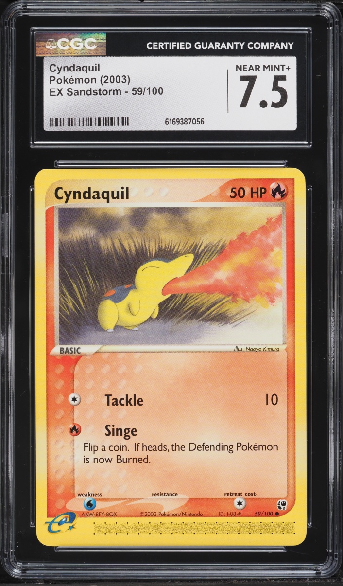2003 Pokemon EX Sandstorm Cyndaquil #59 CGC 7.5 NRMT+
