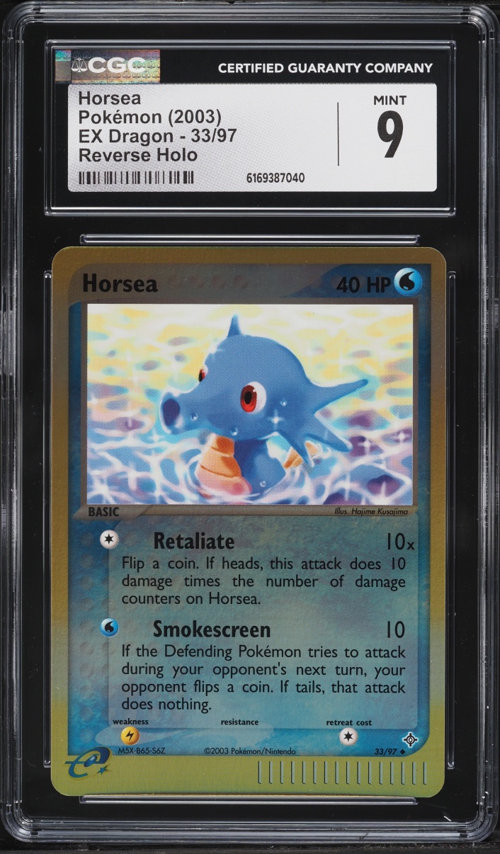 2003 Pokemon EX Dragon Reverse Holo Horsea #33 CGC 9 MINT
