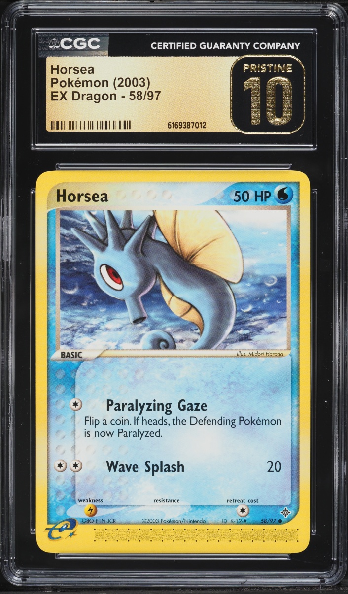 2003 Pokemon EX Dragon Horsea #58 CGC 10 PRISTINE