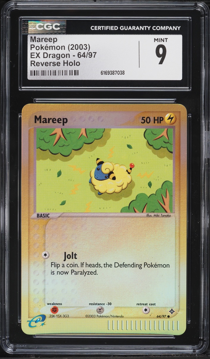 2003 Pokemon Ex Dragon Reverse Holo Mareep #64 CGC 9 MINT